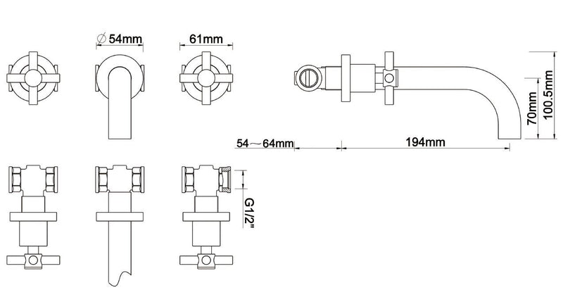Cross built-in sink tap, complete chrome
