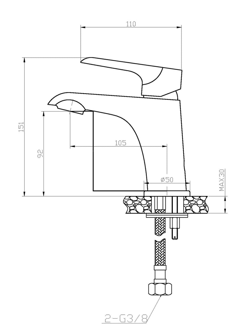 Tarma single lever washbasin tap low chrome