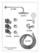 Caral inbouwthermostaat 2 stopkranen compleet met hoofddouche 25 cm en 3 standen handdouche chroom