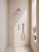Caral inbouwthermostaat 2 stopkranen compleet met hoofddouche 25 cm en 3 standen handdouche geborsteld staal