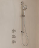 Caral inbouwthermostaat 2 stopkranen compleet met Beam hoofddouche glijstang en 3 standen handdouche geborsteld staal