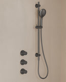 Caral inbouwthermostaat 2 stopkranen compleet met Beam hoofddouche glijstang en 3 standen handdouche gunmetal