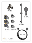 Caral inbouwthermostaat 2 stopkranen compleet met Beam hoofddouche glijstang en 3 standen handdouche gunmetal
