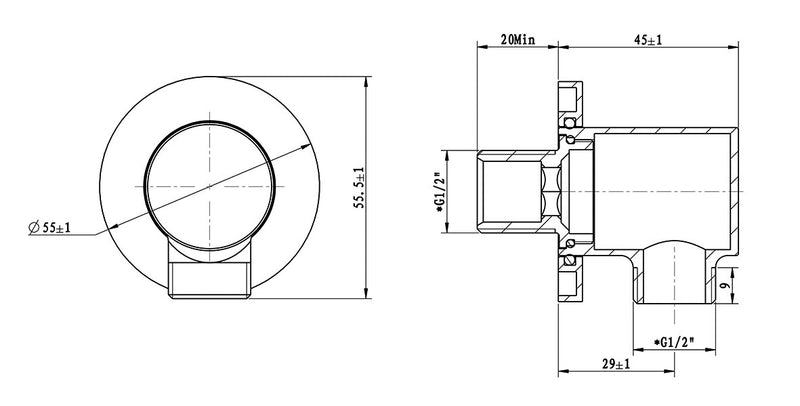 UniMatch wall connection elbow round 1/2" brushed bronze copper