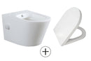 Vesta wandcloset rimless met bidetkraan warm koud water met Vesta toiletzitting mat wit