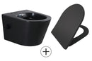 Vesta wandcloset rimless met bidetkraan warm koud water met Shade slim toiletzitting mat zwart