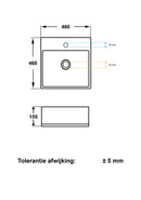 Lavabo Larx carré 46 x 46 x 16,5 cm céramique blanc brillant