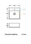 Larx wash basin square 41 x 41 x 15 cm ceramic gloss white
