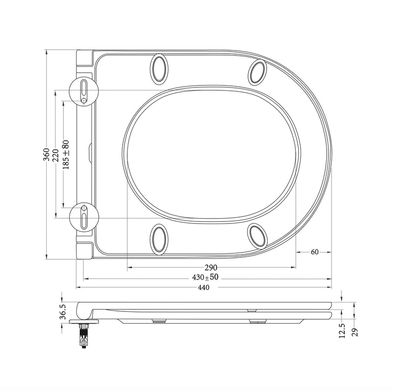 Flatline toilet seat softclose and quick release matt black