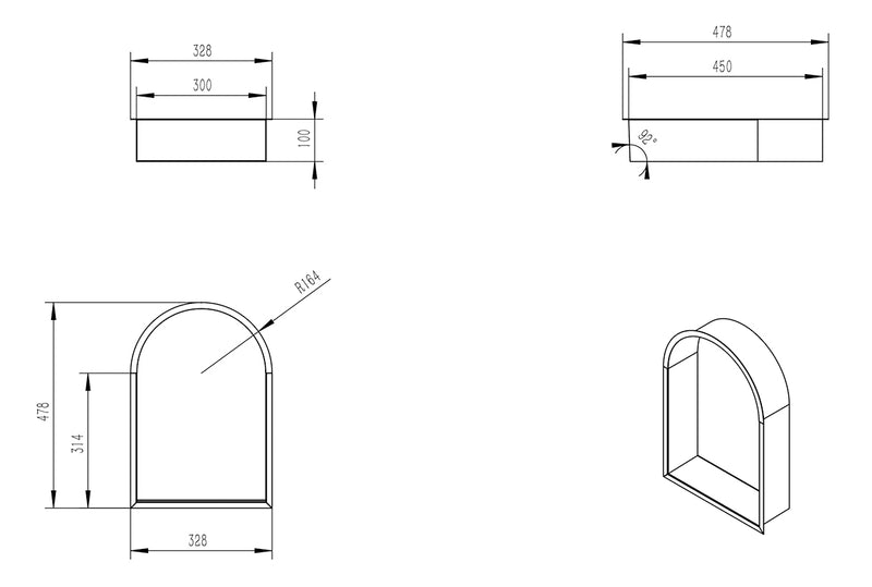 Demis inbouwnis ovaal 30 x 45 x 10 cm mat zwart