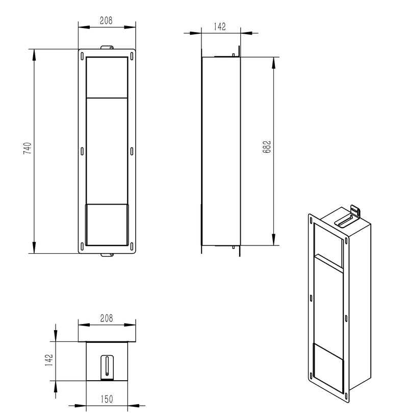 Rocko flush-mounted box toilet and/or reserve roll holder