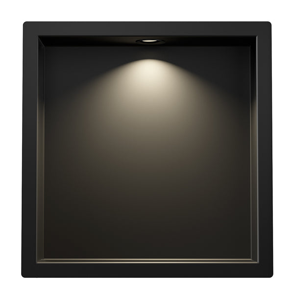 Demis inbouwnis met LED 30 x 30 x 7 cm mat zwart