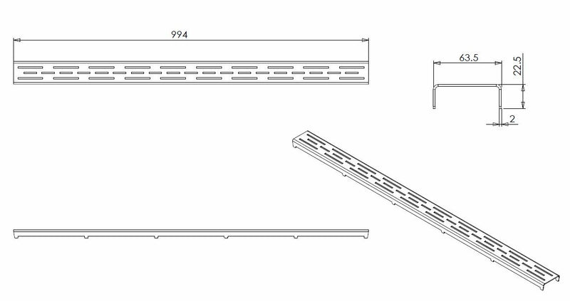 Grille pour caniveau de douche 100 x 7 cm en acier inoxydable