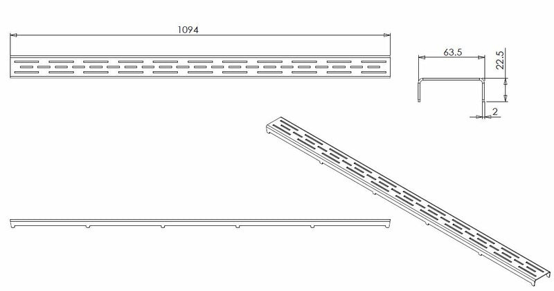 grid standard for 3rd generation shower channel 110 x 7 cm stainless steel