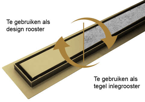 Douchegoot met tegelrooster en flens 70 x 7 cm geborsteld messing