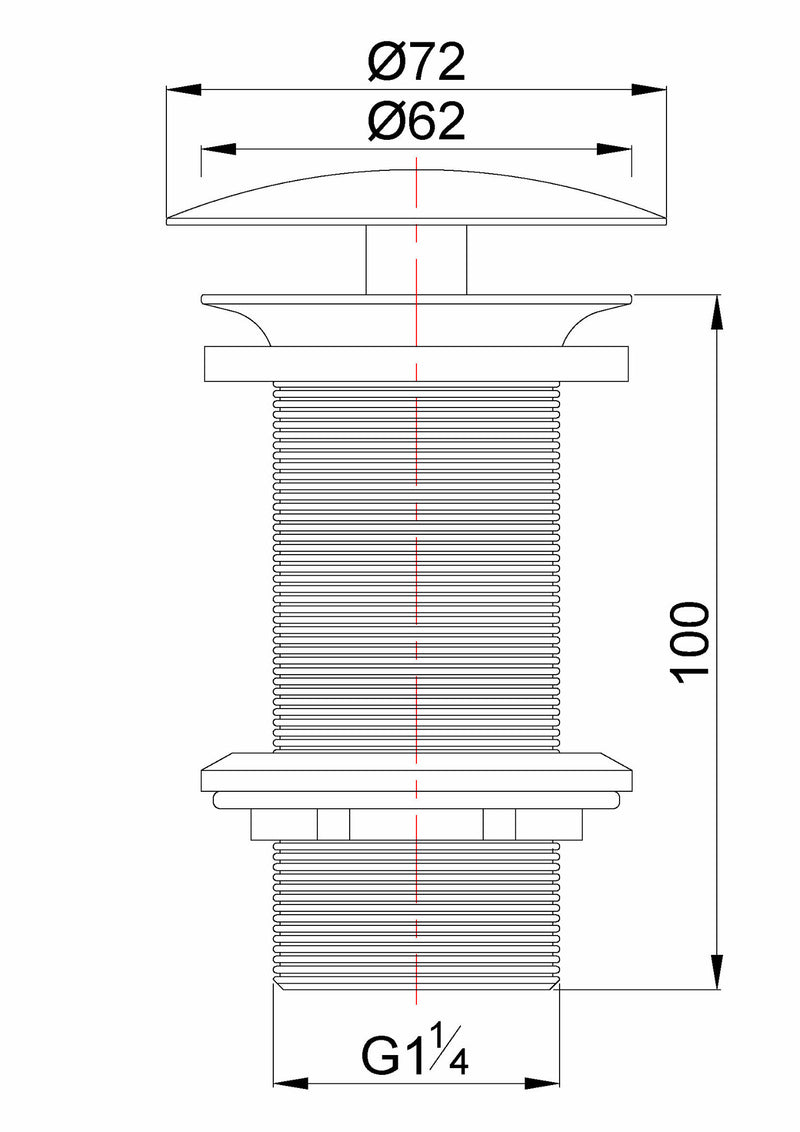UniMatch open afvoerplug verlengd 5/4" chroom