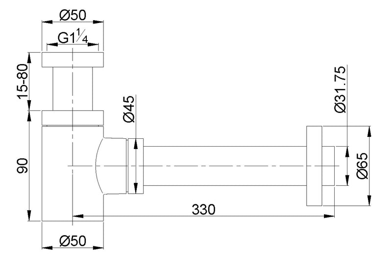 UniMatch fountain siphon 5/4" x 32 mm gunmetal