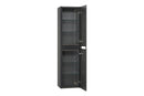 Sulora kolomkast afgeronde hoeken geribbeld 160 x 40 x 35 cm mat zwart