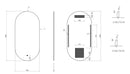 Lumia oval mirror with LED, dimmable and mirror heating 50 x 100 cm