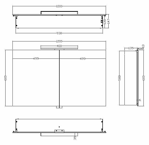 Bright mirror cabinet with LED 100 x 60 x 14 cm