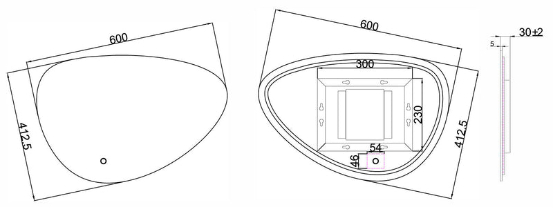 Miroir Uovo ovale avec LED, dimmable 60 cm