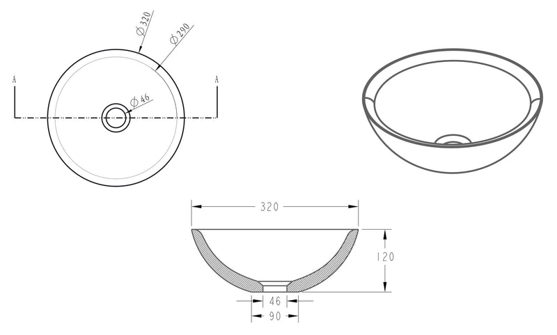 AquaVik Washbasin Stone Bluestone Honed 32x12 cm