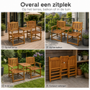 Ensemble de banc de jardin causeuse 2 personnes en bois d'acacia avec table et trou pour parasol pliable 141 x 61 x 87 cm
