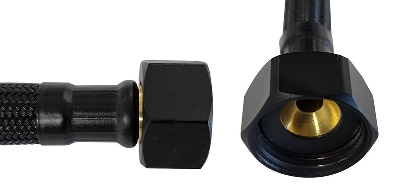 Flexibele aansluitslang nylon 1/2" x 3/8" 30 cm mat zwart