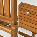 Ensemble de banc de jardin causeuse 2 personnes en bois d'acacia avec table et trou pour parasol pliable 141 x 61 x 87 cm