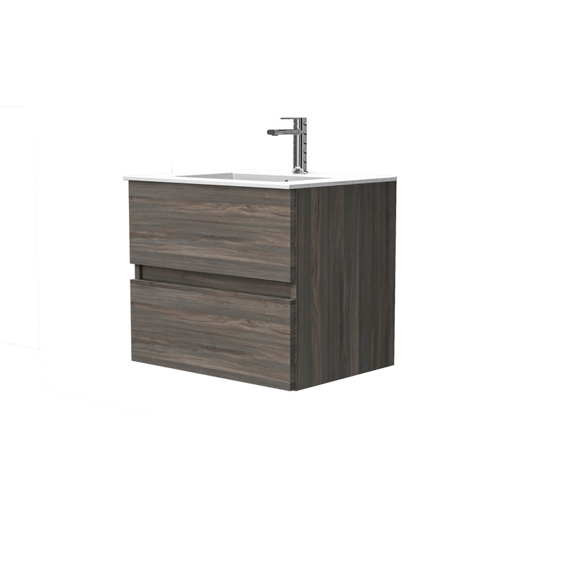 Bathroom furniture set Cancun 60 Grey oak - 2 Drawers with sink and mirror by Futurbath