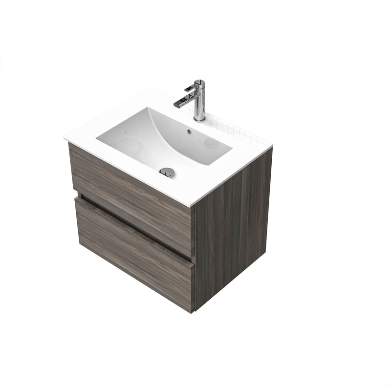 Bathroom furniture set Cancun 60 Grey oak - 2 Drawers with sink and mirror by Futurbath