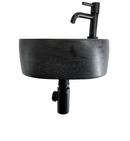 Complete Fonteinset Gustav Hardsteen met Mat Zwarte Kraan en Afvoerset by L'Aqua®