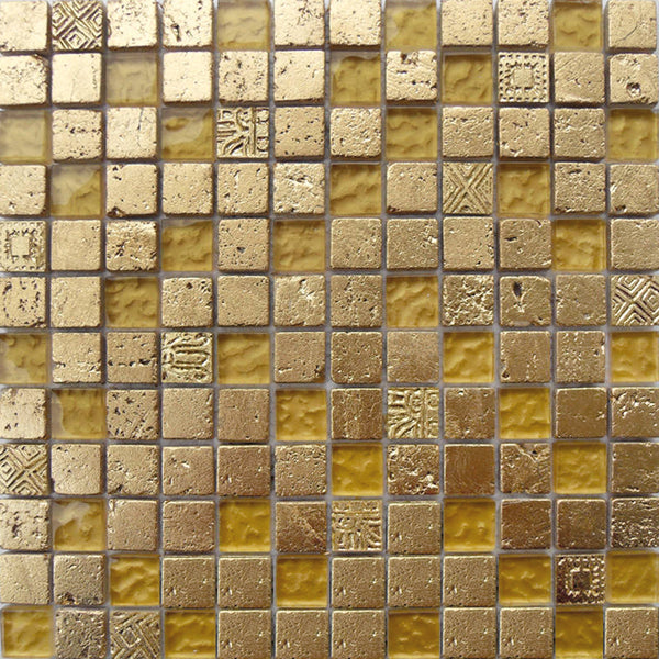 Mosaïque Bo.006 mélange d'or 29,5 x 29,5 cm