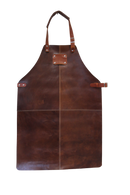 Tablier de barbecue en cuir marron premium mouillé. 4 pièces