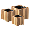 Square planter set of 3 oiled Natural Acacia FSC 