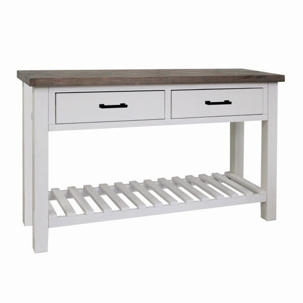 Table d'appoint 2 tiroirs blanc 130x40x75cm