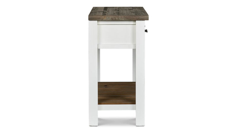 Table d'appoint 2 tiroirs blanc 130x40x75cm