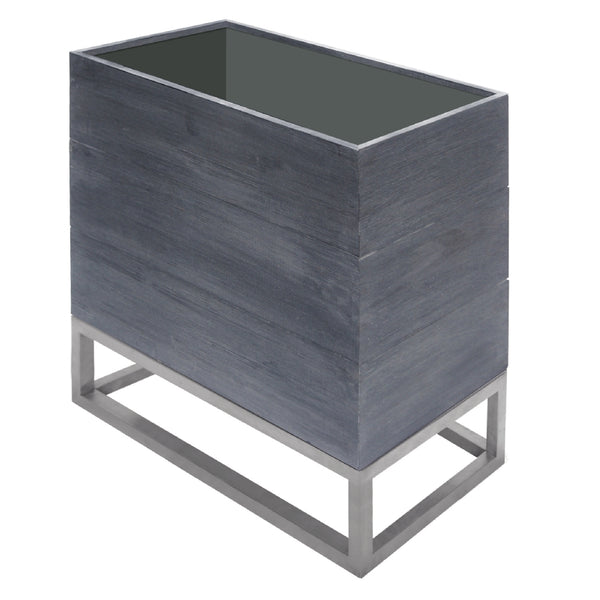 Jardinière rectangulaire Lignum Acacia FSC 60 x 30 cm + structure inox 30 x 60 cm Gris brossé