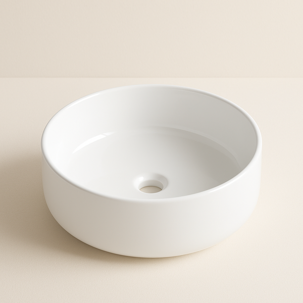 AquaVik Washbasin Round Ørb Ceramic Surface-mounted White 36x36x12 cm