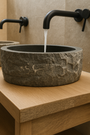 AquaVik Washbasin Stone Bluestone Honed Round Hammered 40x12 cm