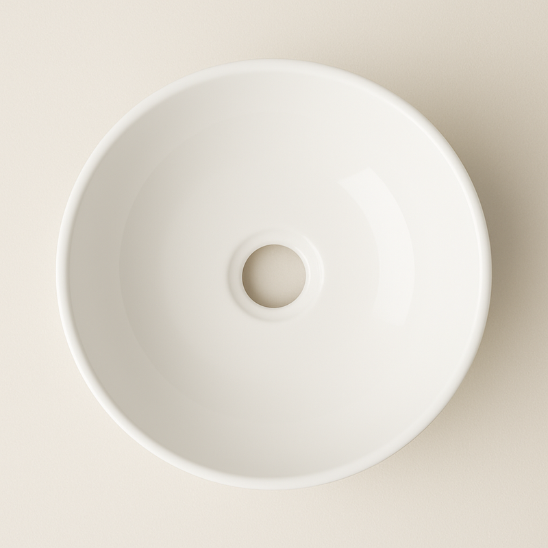 AquaVik Waskom Björk Keramisch Rond 28x10 cm Glans Wit