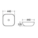 AquaVik Washbasin Sölva Ceramic Round 44x44x13.5 cm Gloss White