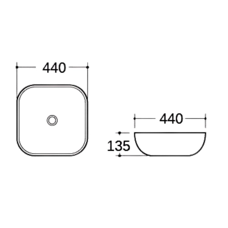 AquaVik Washbasin Sölva Ceramic Round 44x44x13.5 cm Gloss White