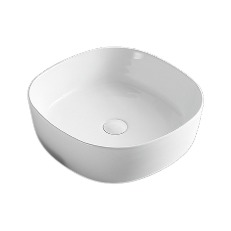 AquaVik Washbasin Sölva Ceramic Round 44x44x13.5 cm Gloss White