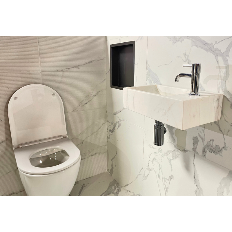 Complete Fountain Set Carrara Natural Stone with Chrome Tap and Drain Set by L'Aqua®