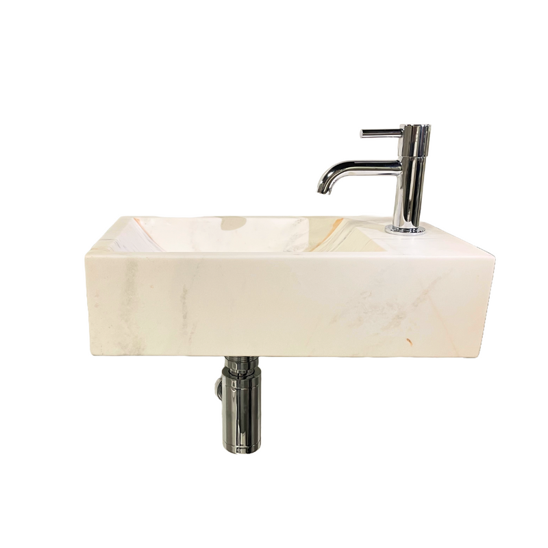 Complete Fountain Set Carrara Natural Stone with Chrome Tap and Drain Set by L'Aqua®