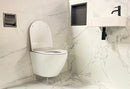 Complete Fountain Set Carrara Natural Stone with Matte Black Tap and Drain Set by L'Aqua®
