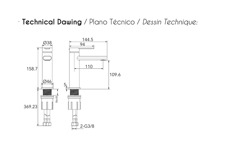 Wastafelkraan Rondo by FuturBath mengkraan mat zwart H-16cm