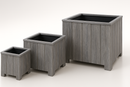 Square planter set of 3 brushed Grey Acacia FSC