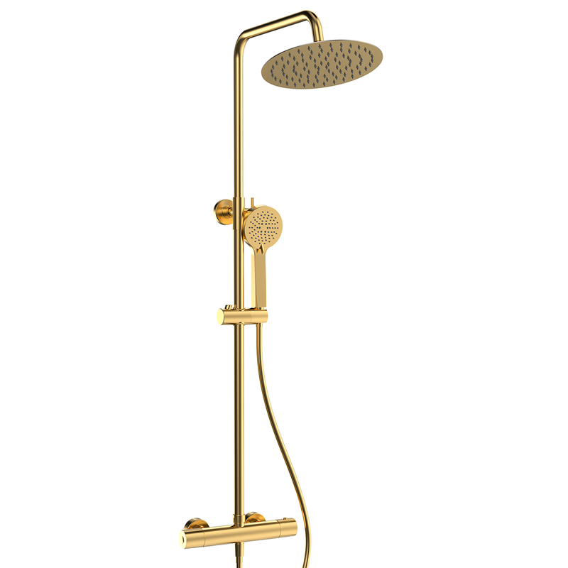 Ensemble de douche à effet pluie Rondo de Futurbath thermost. M-Gold brossé 250mm 